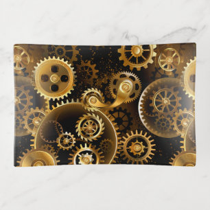Seamless Steampunk Brass Gears Trinket Tray