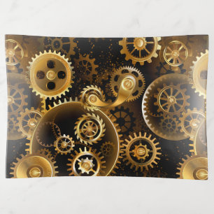 Seamless Steampunk Brass Gears Trinket Tray