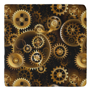 Seamless Steampunk Brass Gears Trivet
