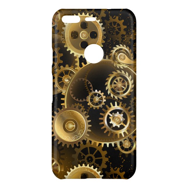 Seamless Steampunk Brass Gears Uncommon Google Pixel Case (Back)