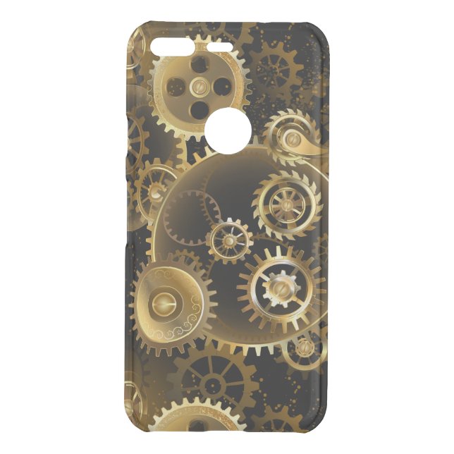 Seamless Steampunk Brass Gears Uncommon Google Pixel Case (Back)