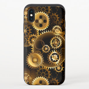 Seamless Steampunk Brass Gears iPhone XS Slider Case