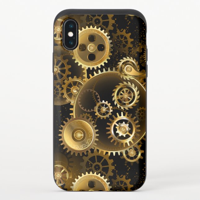 Seamless Steampunk Brass Gears Uncommon iPhone Case (Back)