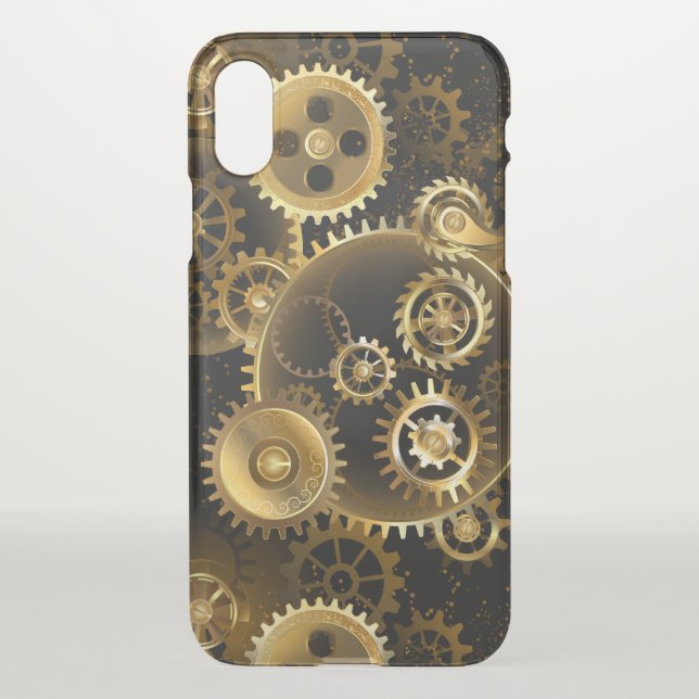 Seamless Steampunk Brass Gears Uncommon iPhone Case (Back)