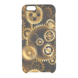 Seamless Steampunk Brass Gears Clear iPhone 6/6S Case