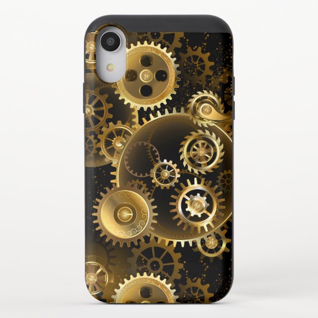 Seamless Steampunk Brass Gears Uncommon iPhone Case (Back)