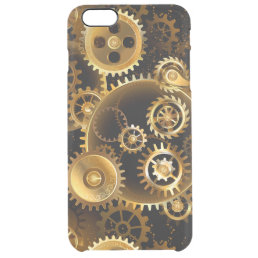 Seamless Steampunk Brass Gears Clear iPhone 6 Plus Case