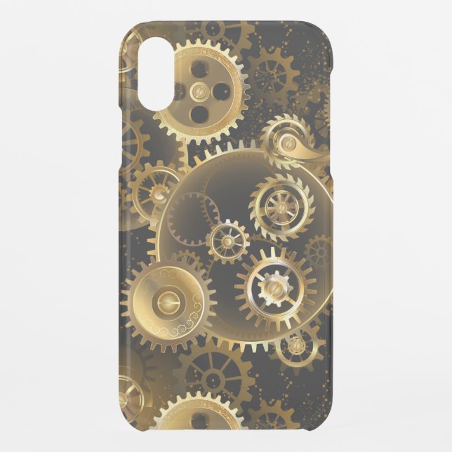 Seamless Steampunk Brass Gears Uncommon iPhone Case (Back)