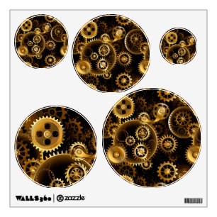 Seamless Steampunk Brass Gears Wall Decal