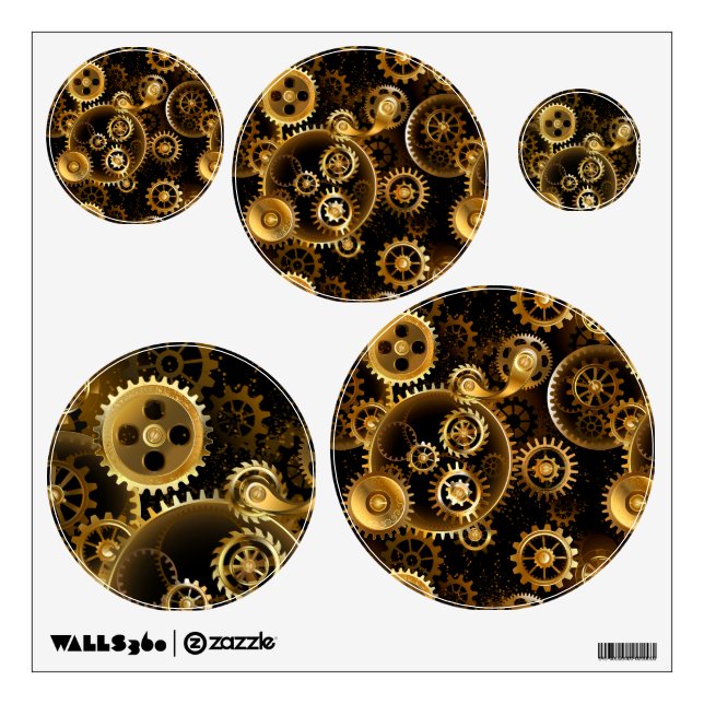 Seamless Steampunk Brass Gears Wall Decal (Front)