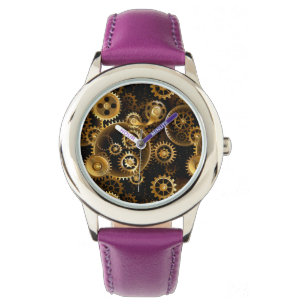 Seamless Steampunk Brass Gears Watch