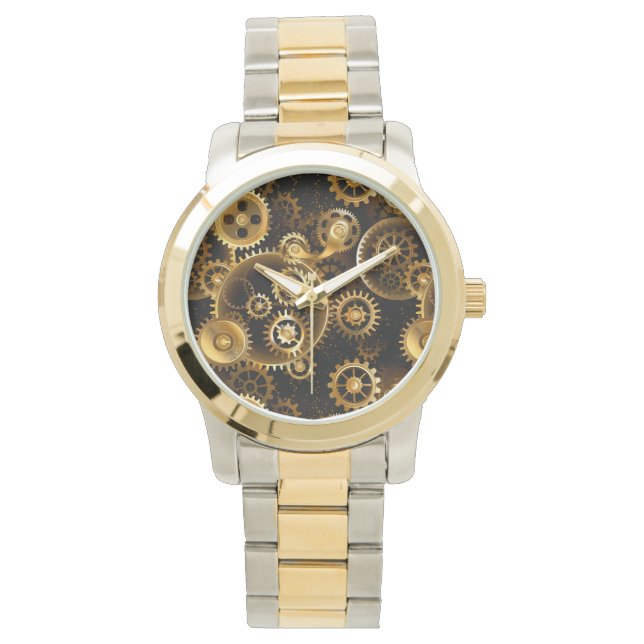 Seamless Steampunk Brass Gears Watch (Front)