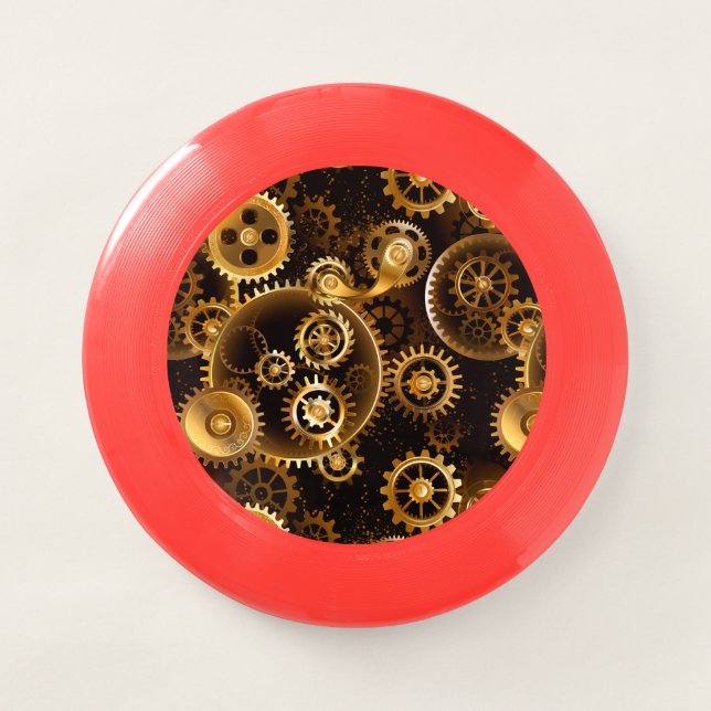 Seamless Steampunk Brass Gears Wham-O Frisbee (Front)