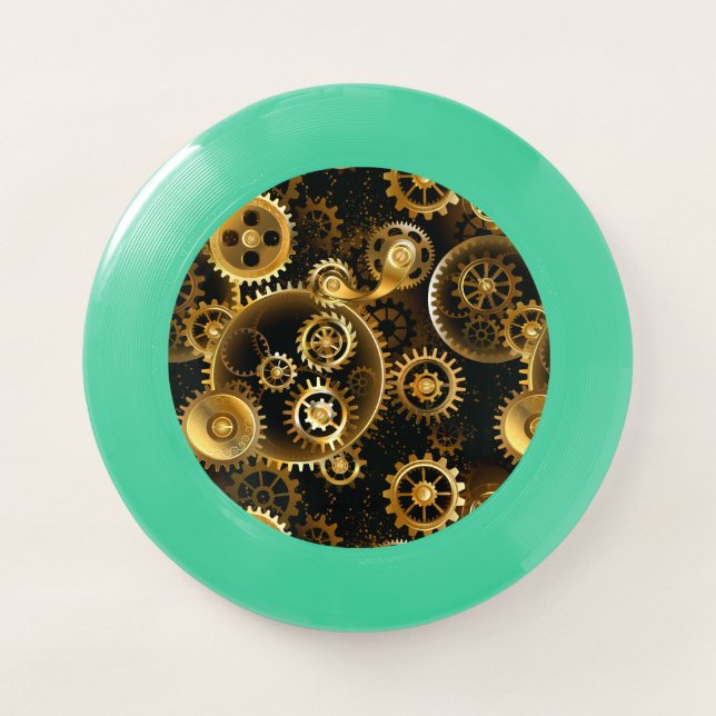 Seamless Steampunk Brass Gears Wham-O Frisbee (Front)