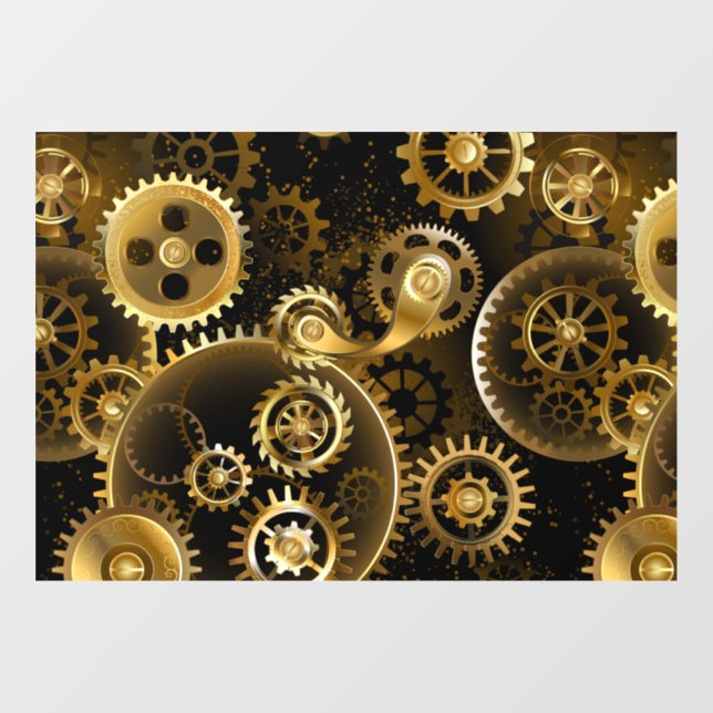 Seamless Steampunk Brass Gears Window Cling (Sheet)