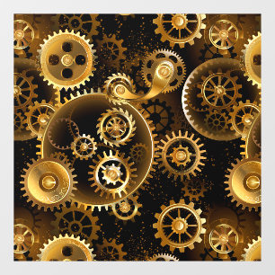 Seamless Steampunk Brass Gears Window Cling