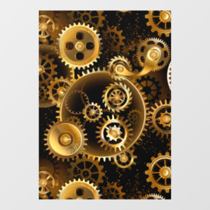 Seamless Steampunk Brass Gears Window Cling
