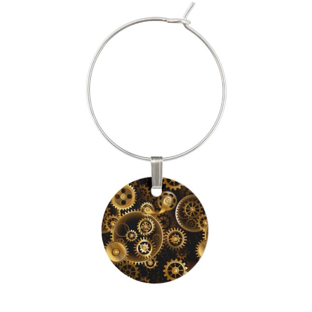 Seamless Steampunk Brass Gears Wine Charm (First Charm)