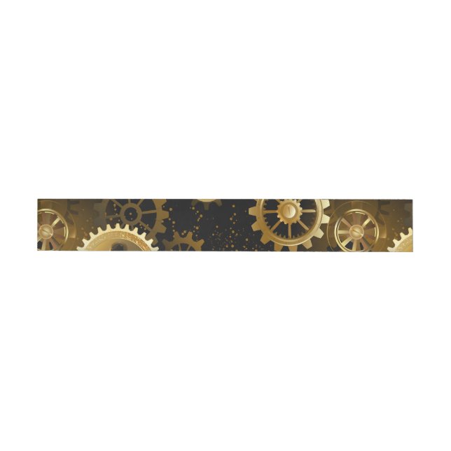Seamless Steampunk Brass Gears Wrap Around Address Label (Individual)