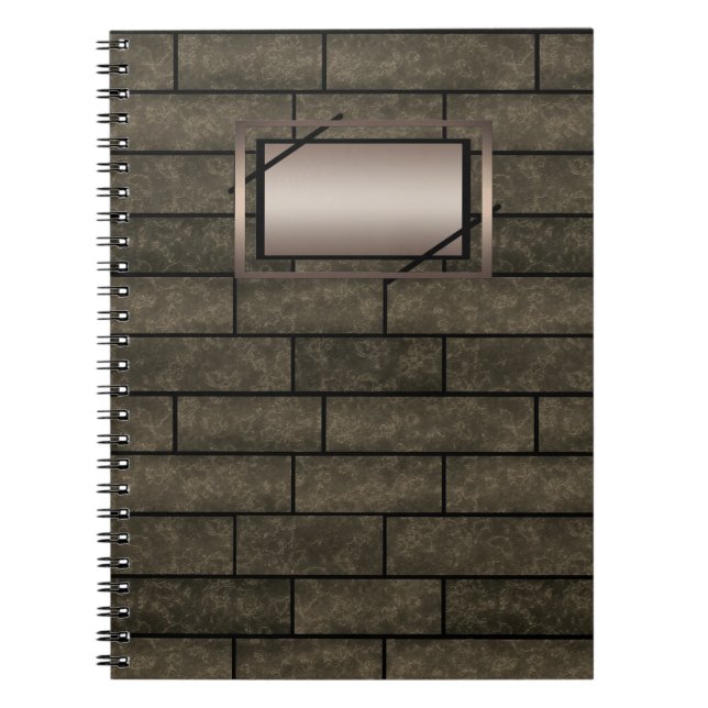 Seamless stone bricks loft brown gray colors print notebook (Front)