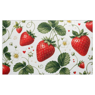 Seamless Strawberry Botanical Pattern VintageStyle Fabric