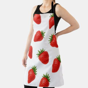 Seamless Strawberry Pattern Cute Red Fruit Apron