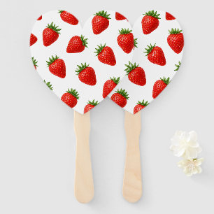 Seamless Strawberry Pattern Cute Red Fruit Hand Fan