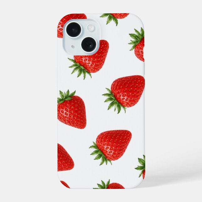 Seamless Strawberry Pattern Cute Red Fruit  Iphone Case (Back)