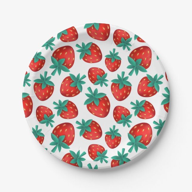 Seamless Strawberry Pattern  Fruit Party  Paper Plates (Front)