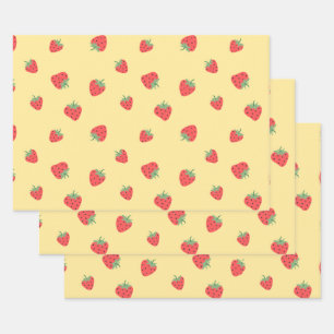Seamless Strawberry Wrapping Paper Sheets