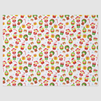 Seamless stylized Christmas ornament little elves  Tissue Paper