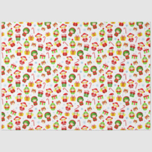Seamless stylized Christmas ornament little elves Tissue Paper