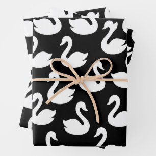 Seamless Swan Silhouette Wrapping Paper Sheets