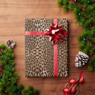 Seamless Symmetrical Leopard Animal Pattern Wrapping Paper