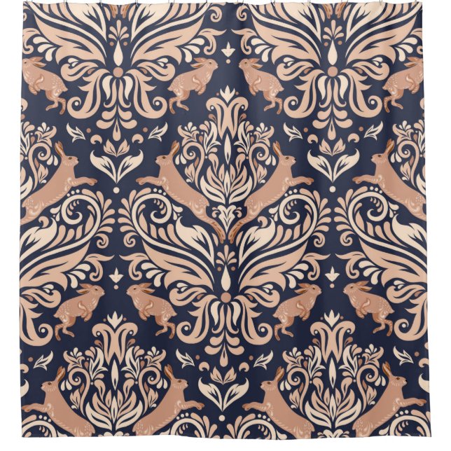 Seamless symmetrical pattern in the Damask style.  Shower Curtain (Front)