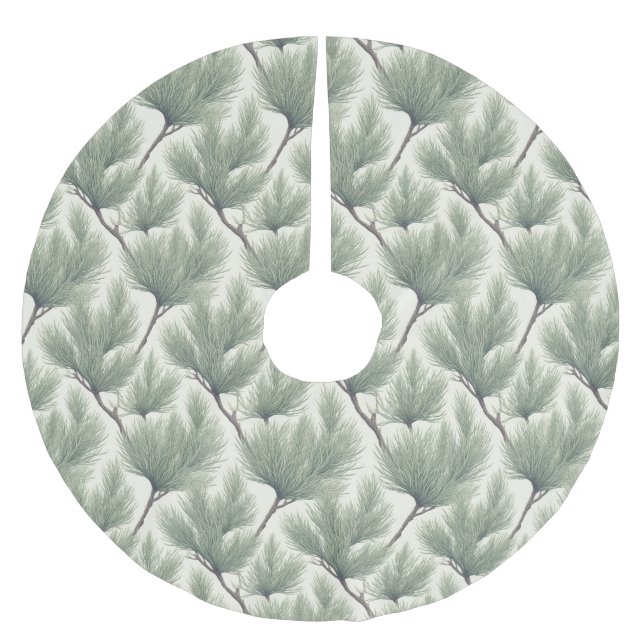 Seamless Tamarix Acacia Tree Leaf Pattern Brushed Polyester Tree Skirt (Front)