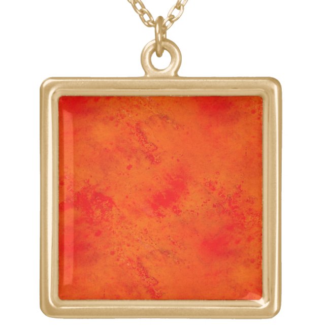 Seamless Texture Background Abstract Orange And Gold Plated Necklace (Front)