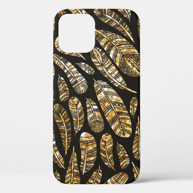 Seamless texture pattern of glowing golden feather Case-Mate iPhone case (Back)