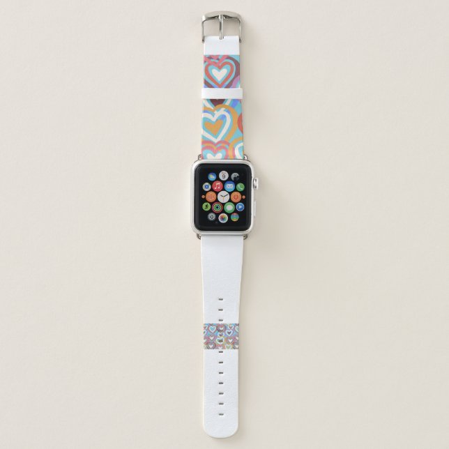 Seamless texture with funny hearts  apple watch band (Front)