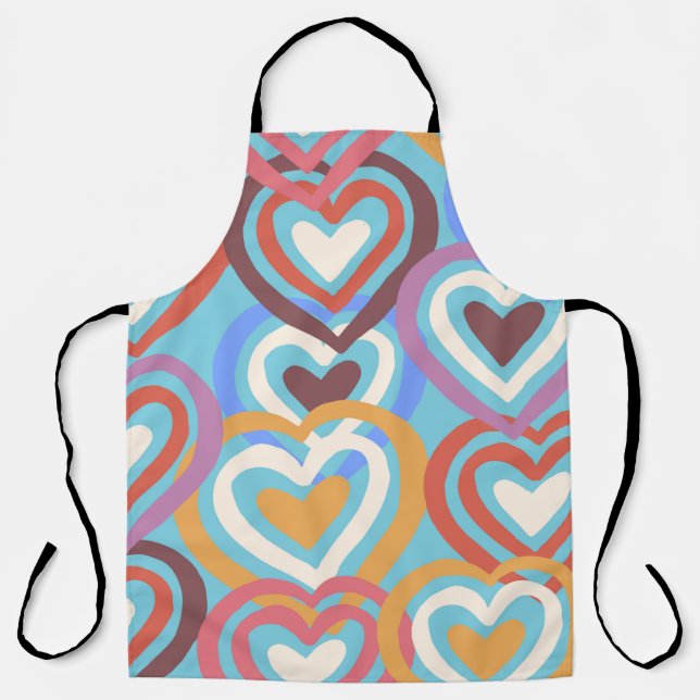 Seamless texture with funny hearts  apron (Front)