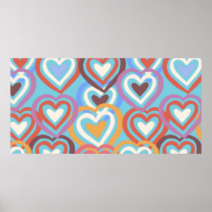 Seamless texture with funny hearts poster