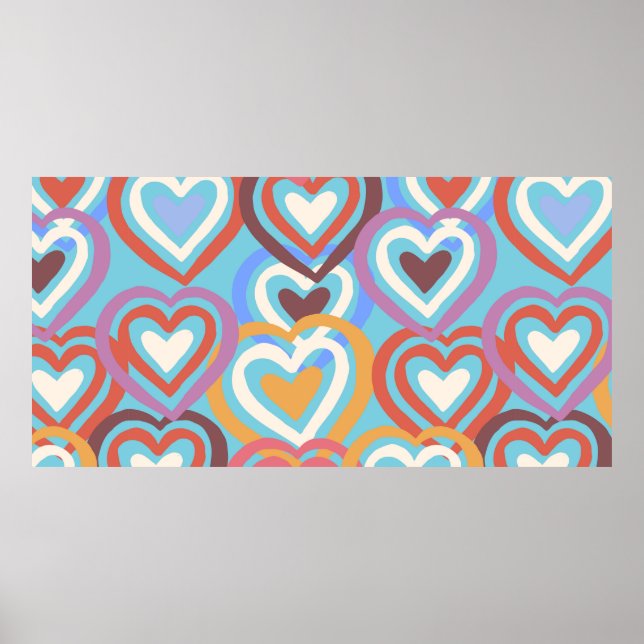 Seamless texture with funny hearts  poster (Front)