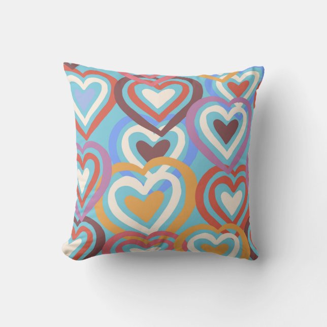 Seamless texture with funny hearts  throw pillow (Front)