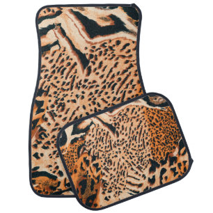Seamless tiger, leopard and jaguar. Seamless textu Car Floor Mat