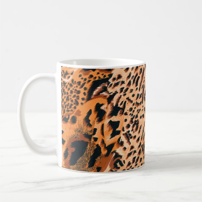 Seamless tiger, leopard and jaguar. Seamless textu Coffee Mug (Left)