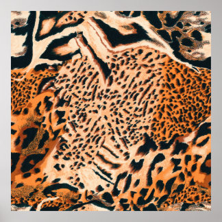 Seamless tiger, leopard and jaguar. Seamless textu Poster