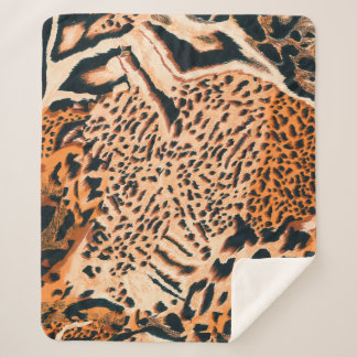 Seamless tiger, leopard and jaguar. Seamless textu Sherpa Blanket