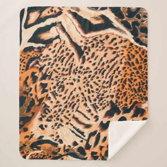 Seamless tiger, leopard and jaguar. Seamless textu Sherpa Blanket (Front)