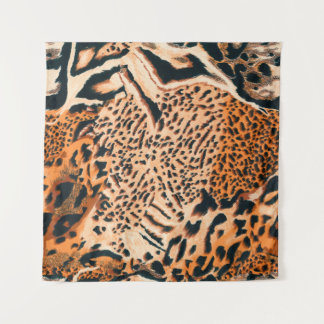 Seamless tiger, leopard and jaguar. Seamless textu Tapestry