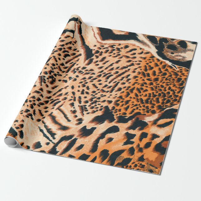 Seamless tiger, leopard and jaguar. Seamless textu Wrapping Paper (Unrolled)